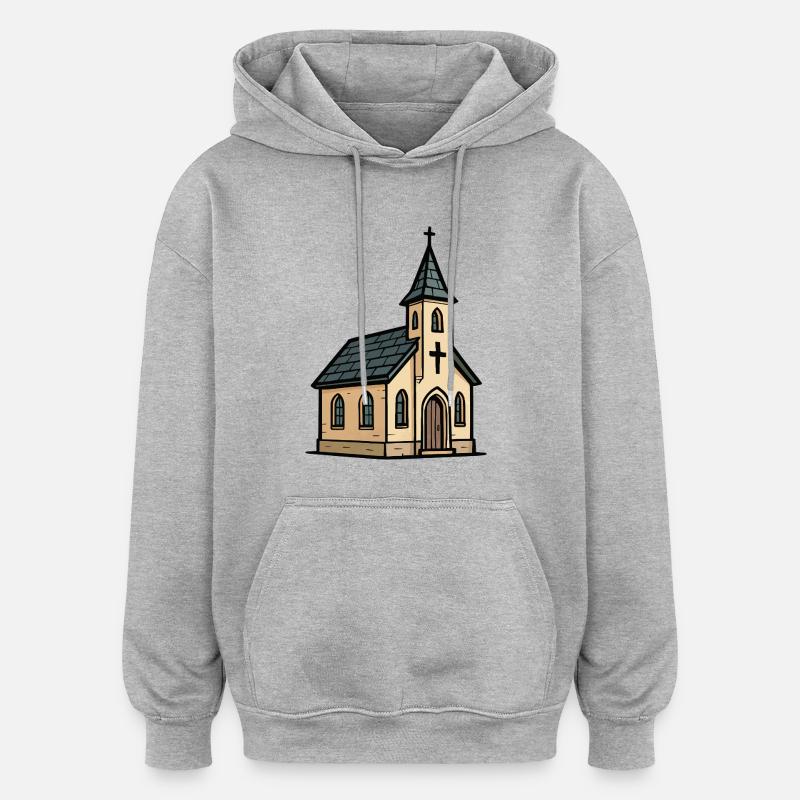 église - Sweat à capuche oversize unisexe - gris chiné