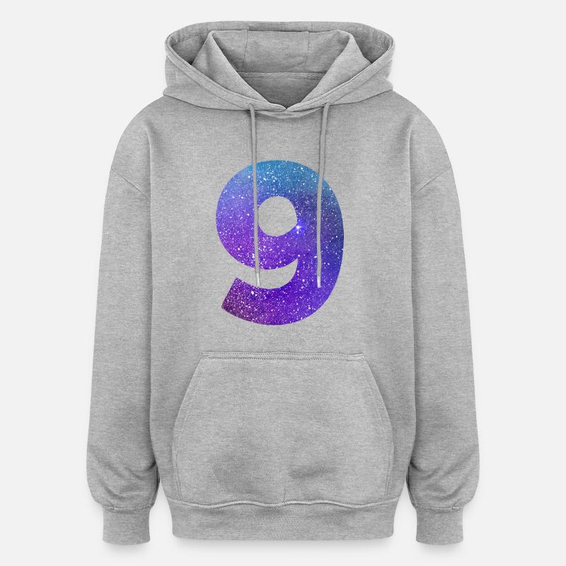Numéro 9 galaxie - Sweat à capuche oversize unisexe - gris chiné