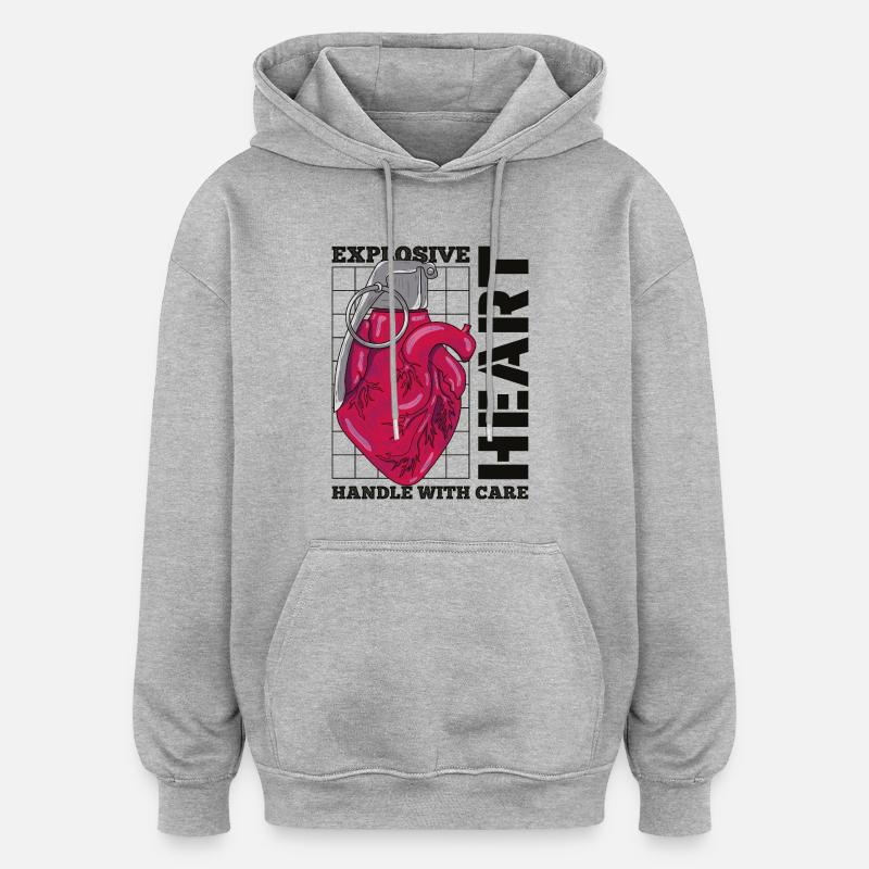 Exploding Heart - Oversized Unisex Hoodie - heather grey