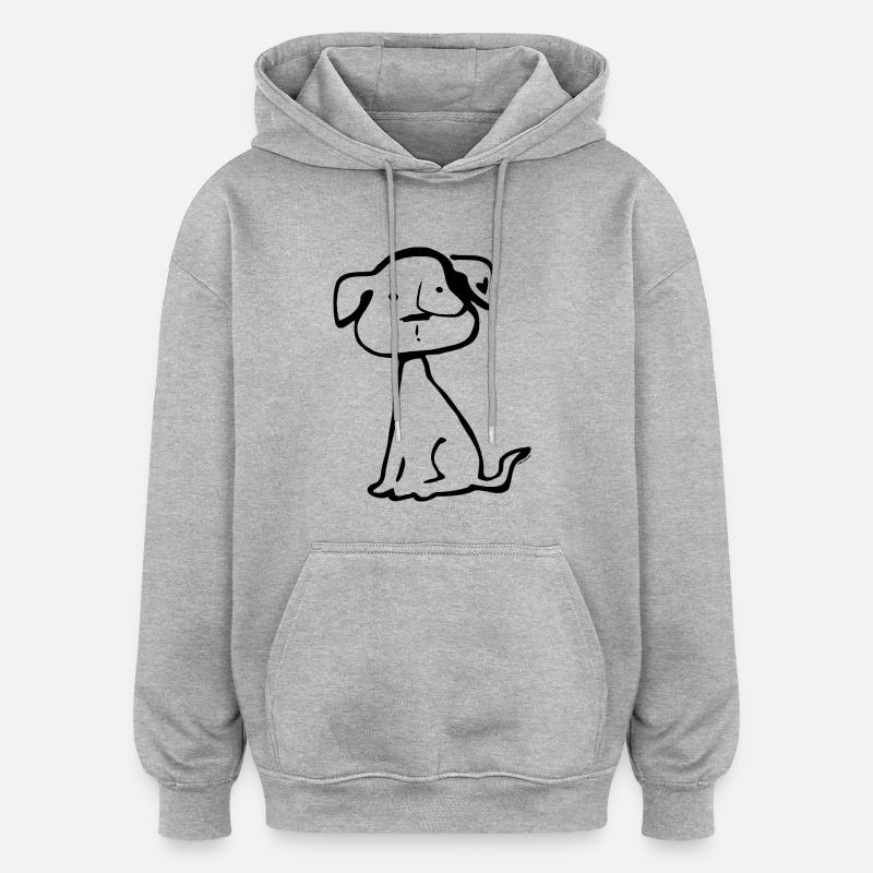 Chien - Sweat à capuche oversize unisexe - gris chiné