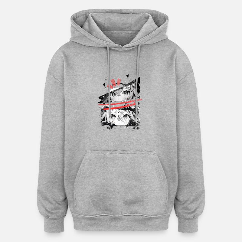 AnimeLove - Sweat à capuche oversize unisexe - gris chiné