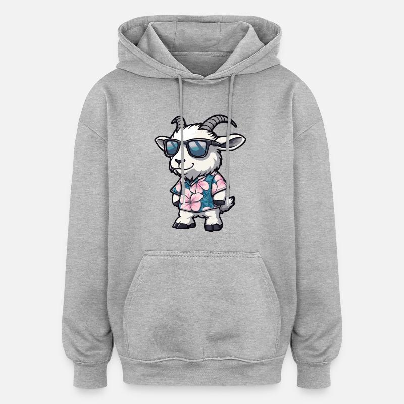 Bergziege Comic Urlaub - Oversized Unisex Hoodie - Grau meliert