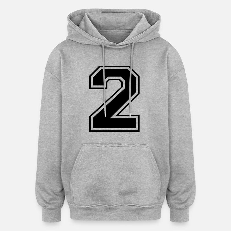 2, Zwei, Two, Nummer, Zahl - Oversized Unisex Hoodie - Grau meliert