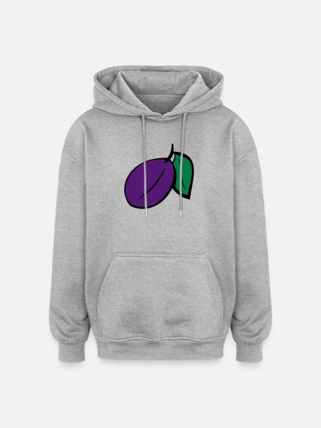 Pflaume - Oversized Unisex Hoodie - Grau meliert