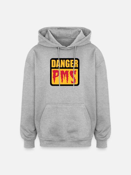 Danger PMS - Oversized Unisex Hoodie - Grau meliert