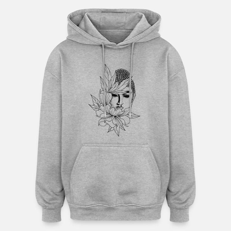 Bouddha - Sweat à capuche oversize unisexe - gris chiné