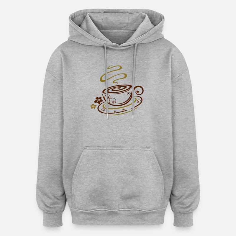 Café, de café, de café - Sweat à capuche oversize unisexe - gris chiné