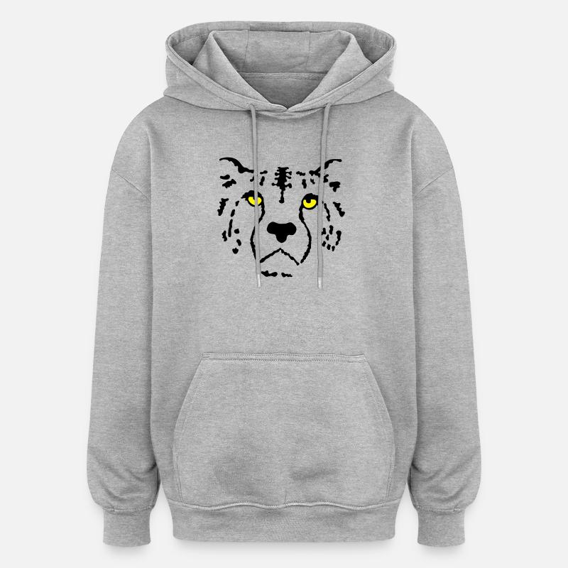 guépard - Sweat à capuche oversize unisexe - gris chiné