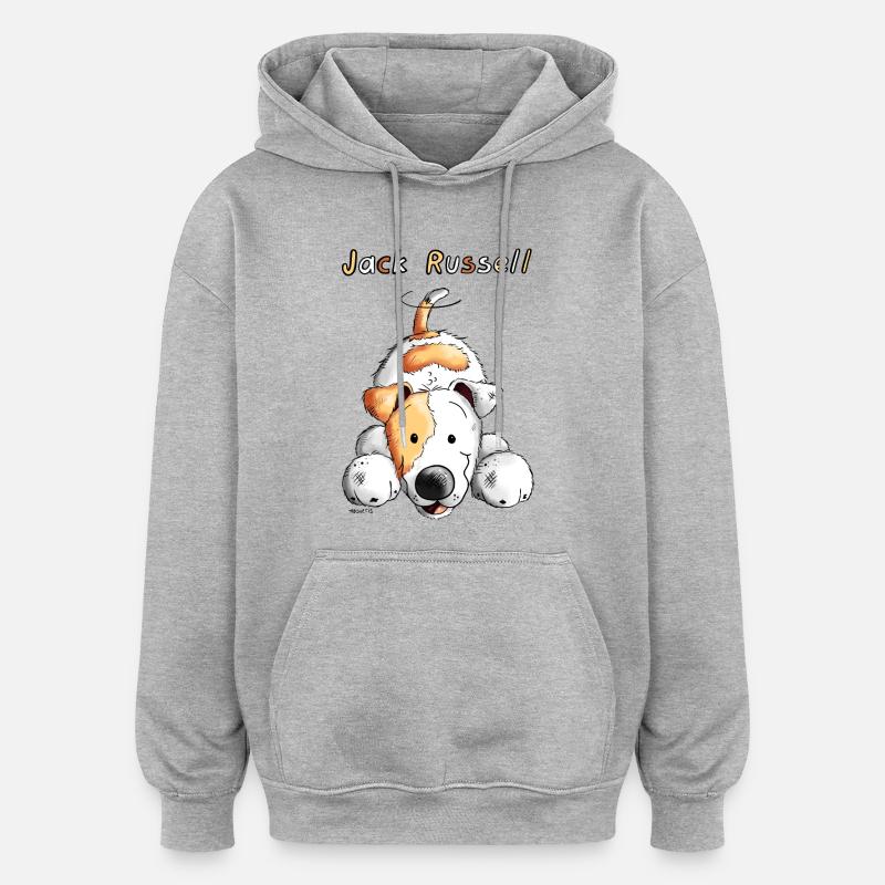 Playing Jack Russell - Sweat à capuche oversize unisexe - gris chiné