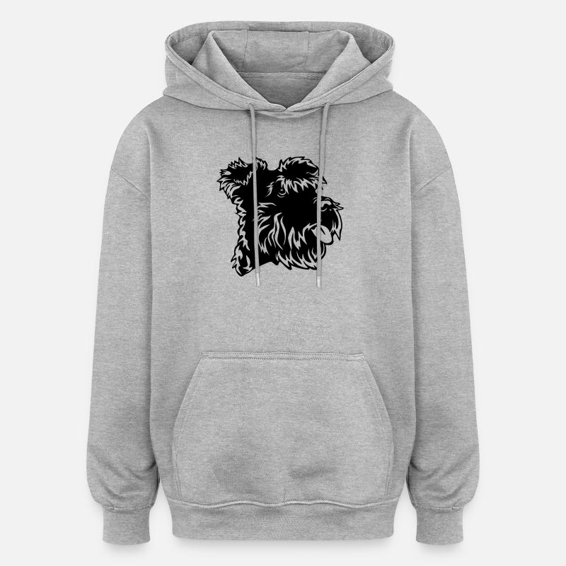 Tête de Schnauzer miniature - Sweat à capuche oversize unisexe - gris chiné