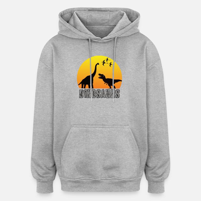 dinosaure - Sweat à capuche oversize unisexe - gris chiné