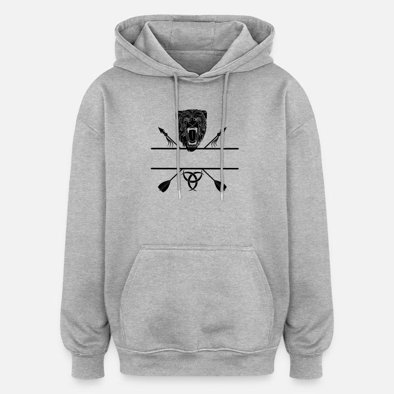 Flèches d’ours vikings - Sweat à capuche oversize unisexe - gris chiné