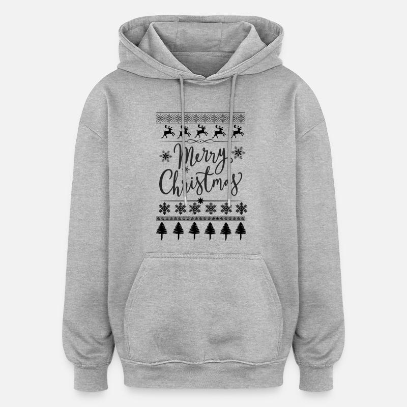 Merry Christmas Scripted - Oversized Unisex Hoodie - heather grey