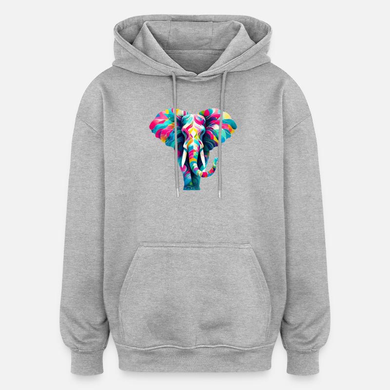 Elefant - Oversized Unisex Hoodie - Grau meliert