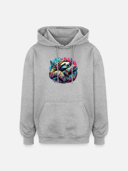 Sloth - Oversized Unisex Hoodie - heather grey