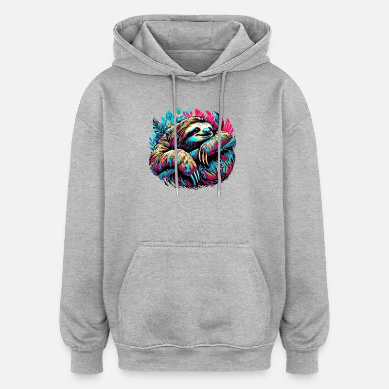 Sloth - Oversized Unisex Hoodie - heather grey