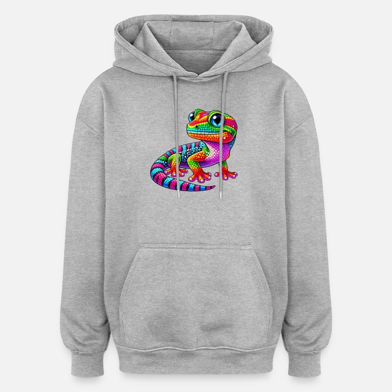 Gecko - Sweat à capuche oversize unisexe - gris chiné