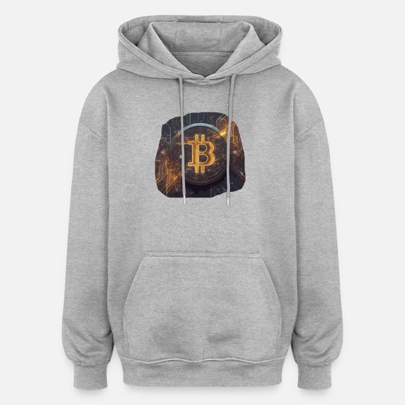 Futuristic Bitcoin aesthetics with neon effects - Oversized Unisex Hoodie - heather grey
