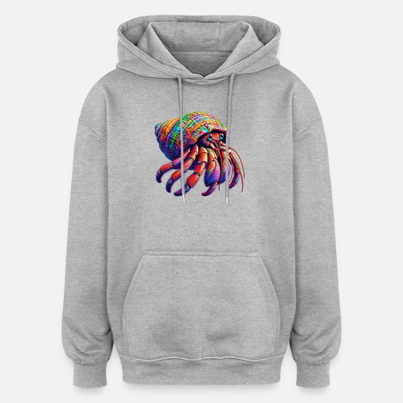 Bernard-l'ermite - Sweat à capuche oversize unisexe - gris chiné