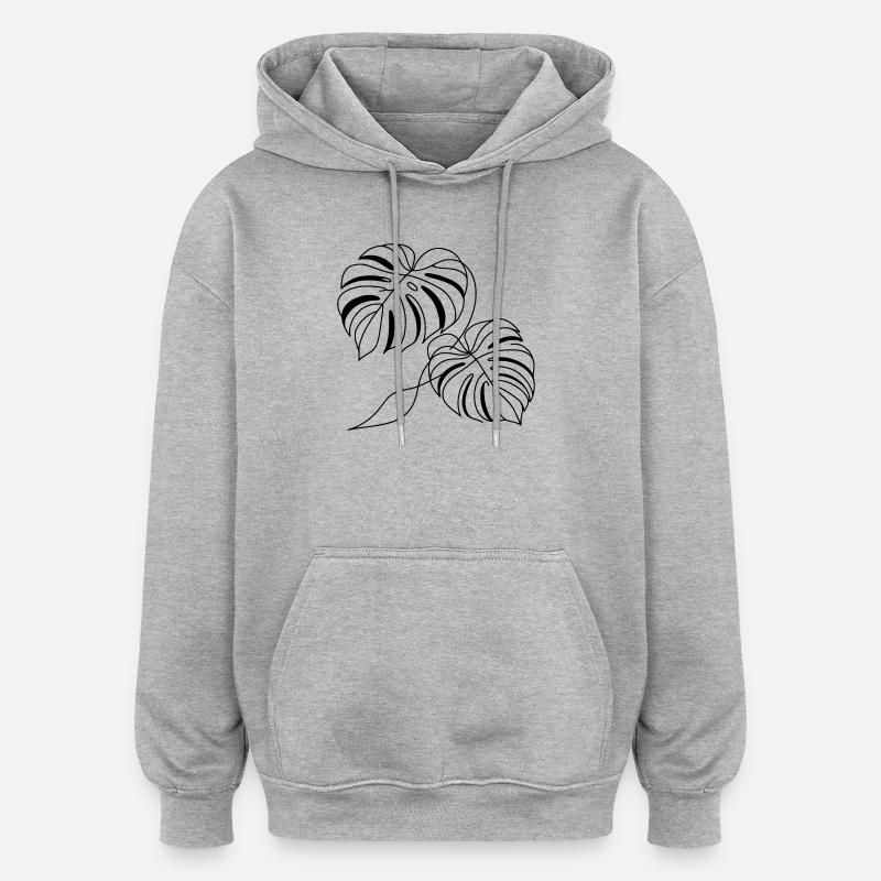 Monstera - Sweat à capuche oversize unisexe - gris chiné