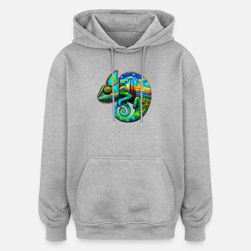 Van Gogh Chamäleon - Oversized Unisex Hoodie - Grau meliert
