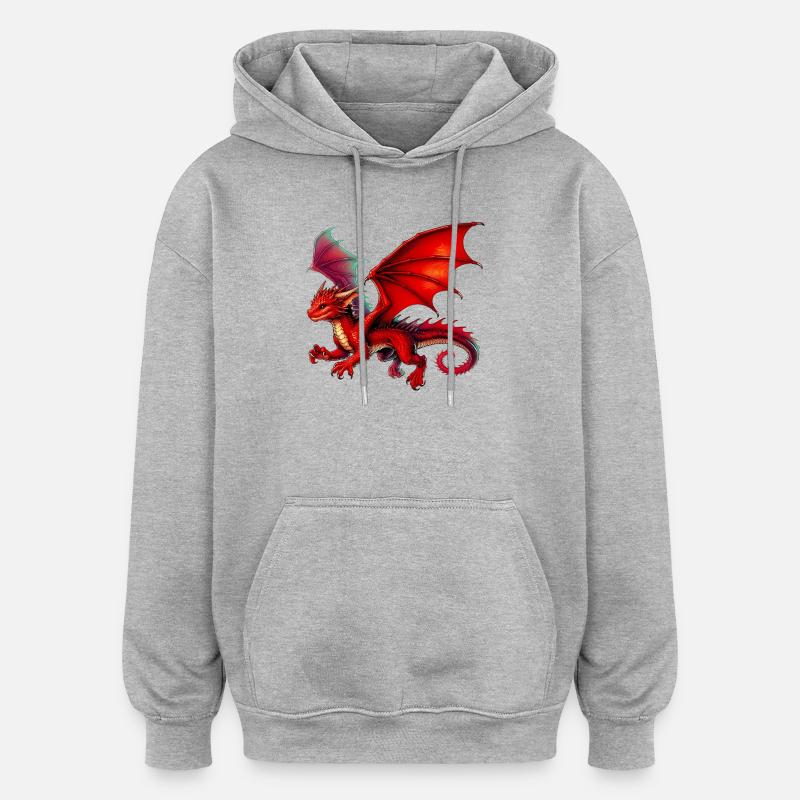 Dragon - Oversized Unisex Hoodie - heather grey