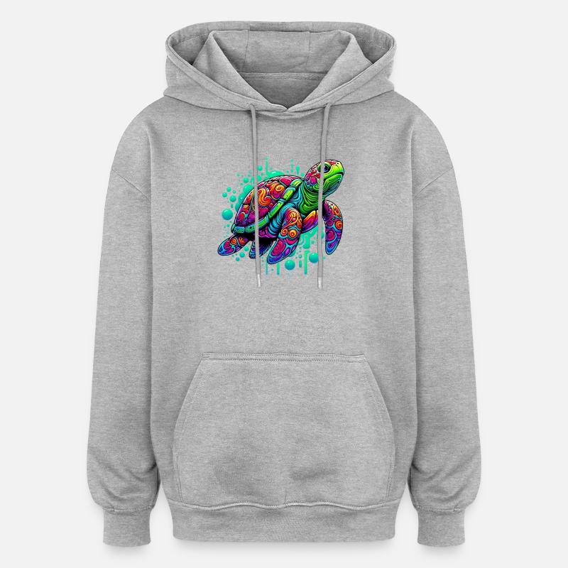 Tortue - Sweat à capuche oversize unisexe - gris chiné