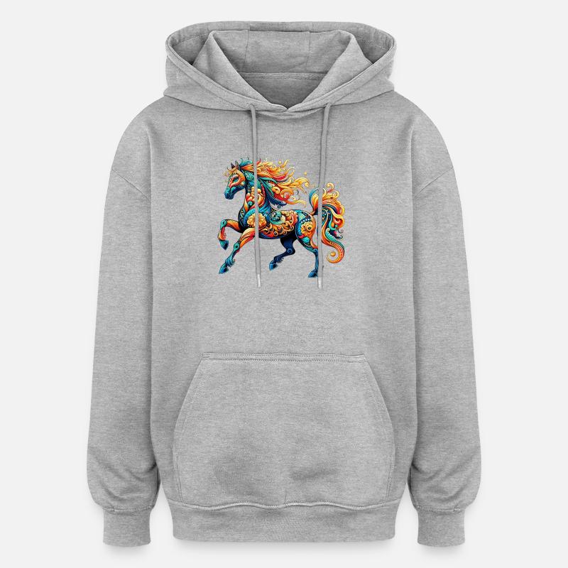 Cheval - Sweat à capuche oversize unisexe - gris chiné