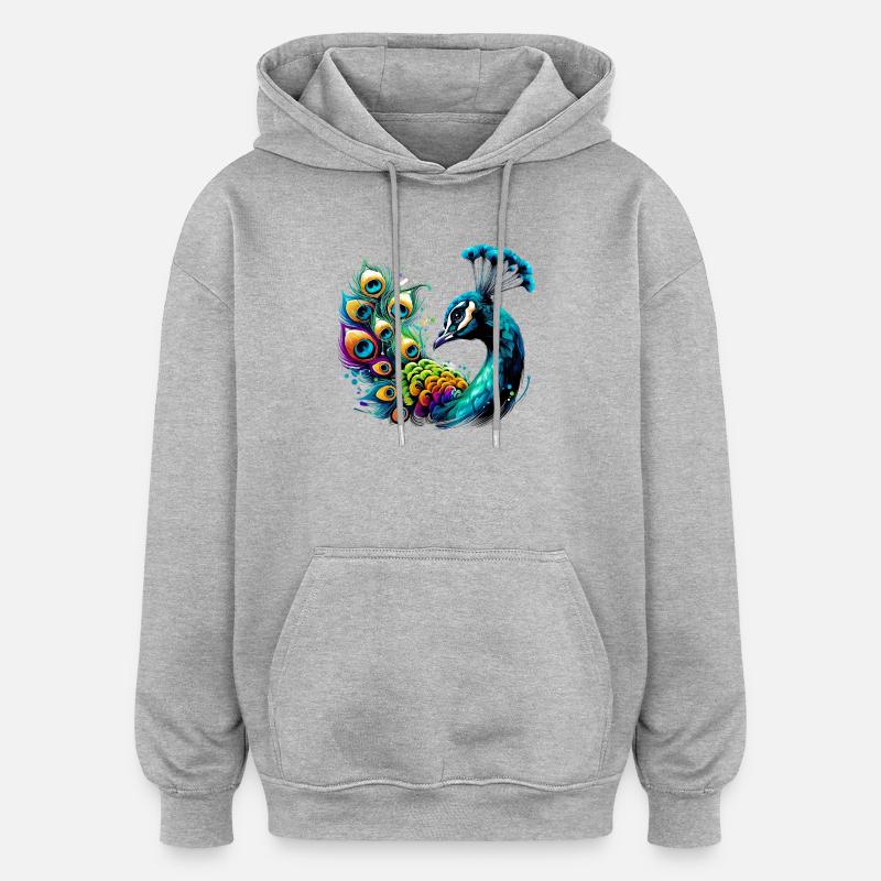 Paon - Sweat à capuche oversize unisexe - gris chiné