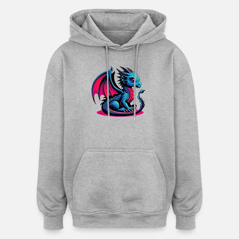 Dragon - Sweat à capuche oversize unisexe - gris chiné