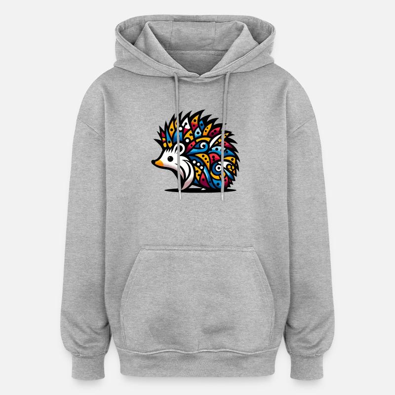 Hérisson - Sweat à capuche oversize unisexe - gris chiné