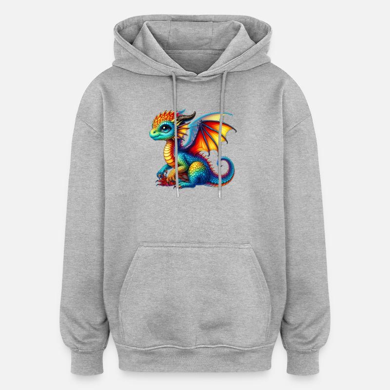Dragon - Sweat à capuche oversize unisexe - gris chiné