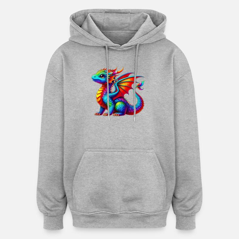 Dragon - Sweat à capuche oversize unisexe - gris chiné
