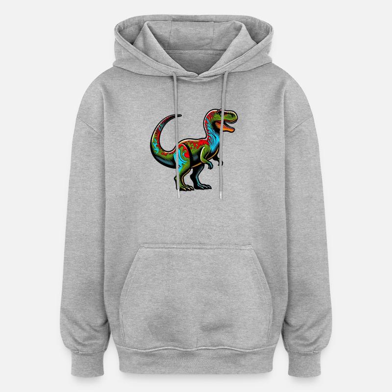 Dinosaurier - Oversized Unisex Hoodie - Grau meliert