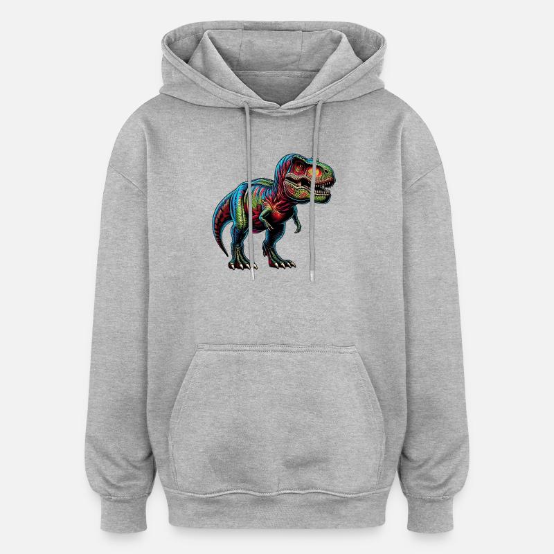 Dinosaurier - Oversized Unisex Hoodie - Grau meliert