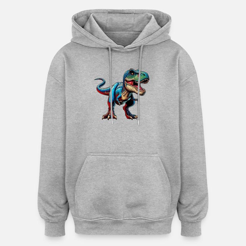 Dinosaurier - Oversized Unisex Hoodie - Grau meliert