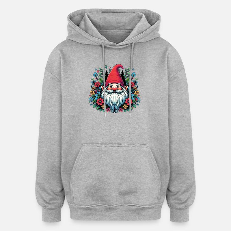 Gnome - Sweat à capuche oversize unisexe - gris chiné