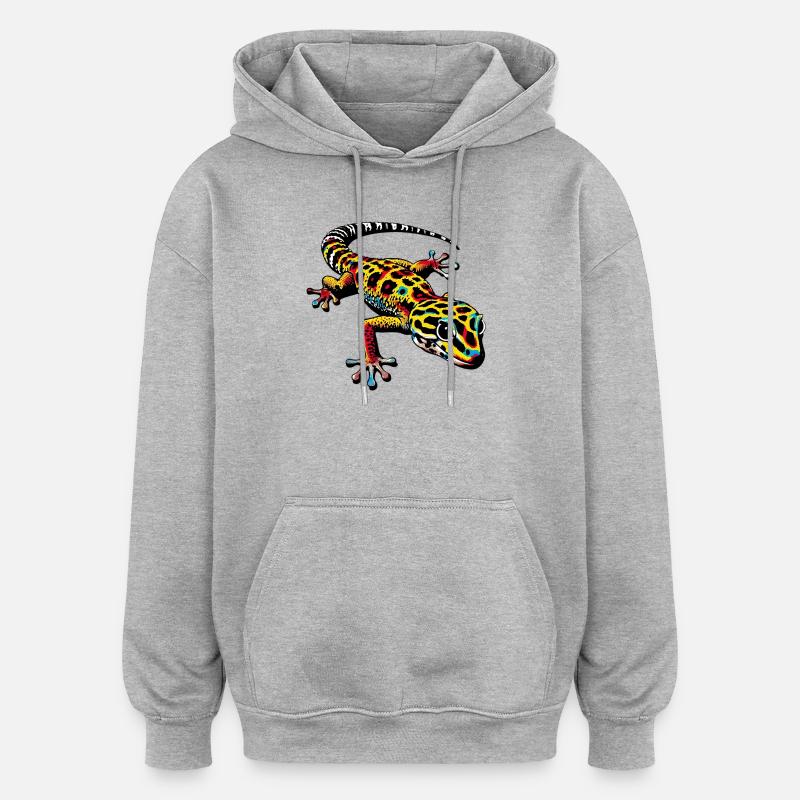 Gecko - Sweat à capuche oversize unisexe - gris chiné