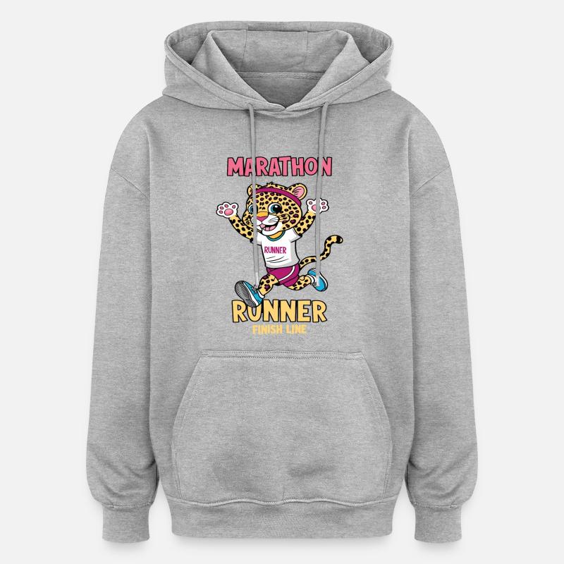 Leopard Marathon Läufer - Oversized Unisex Hoodie - Grau meliert
