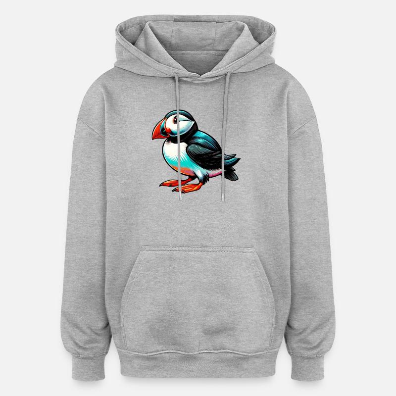 Macareux - Sweat à capuche oversize unisexe - gris chiné