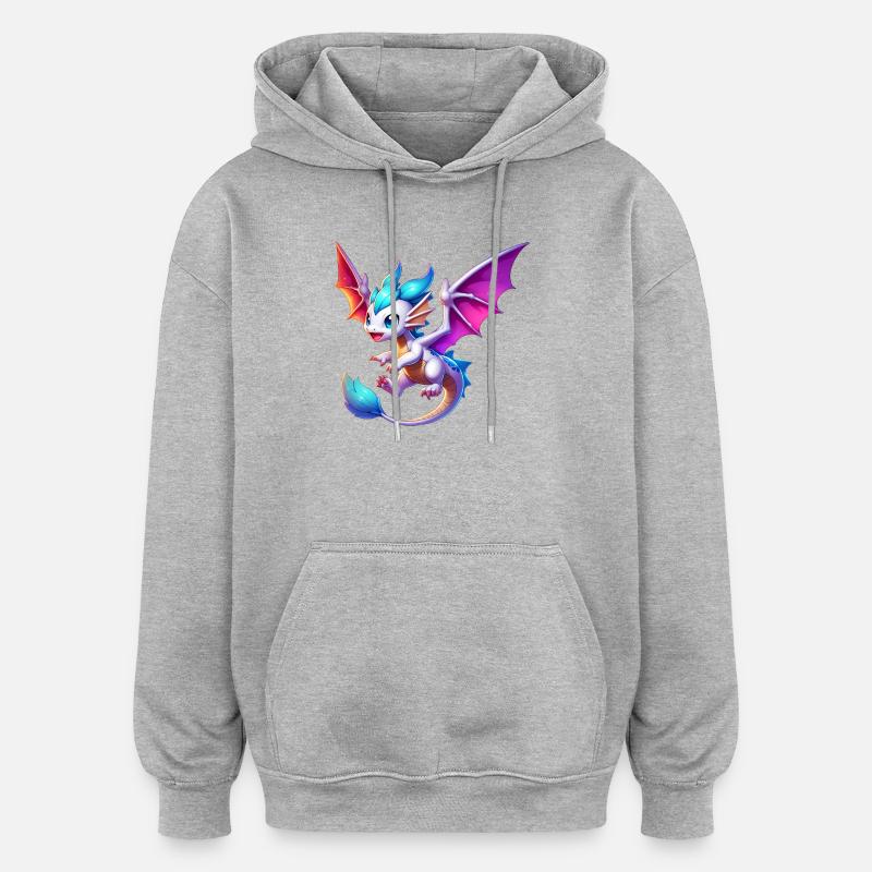 Drache - Oversized Unisex Hoodie - Grau meliert