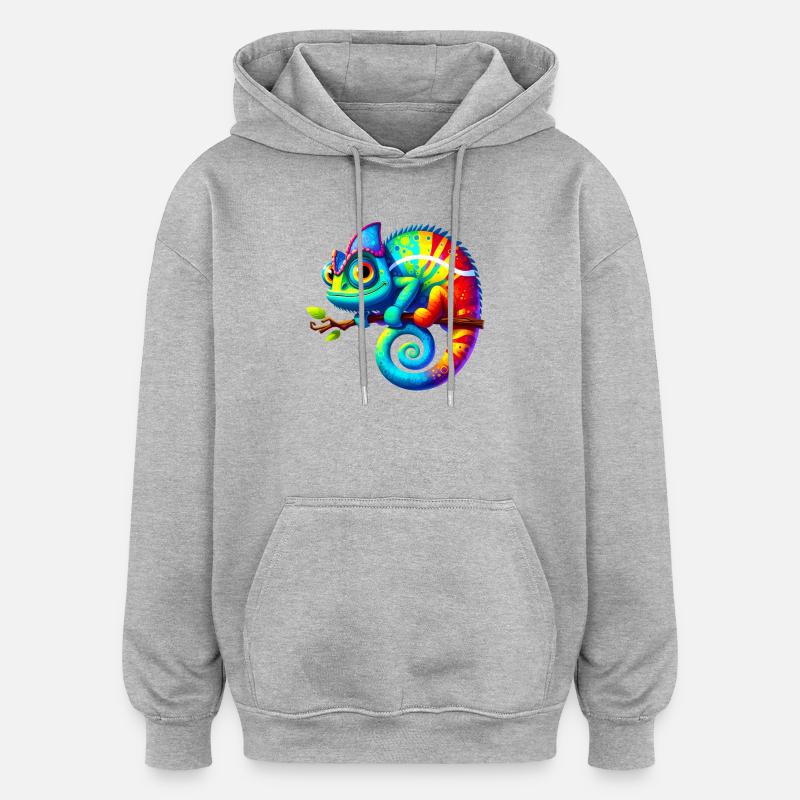 Caméléon - Sweat à capuche oversize unisexe - gris chiné