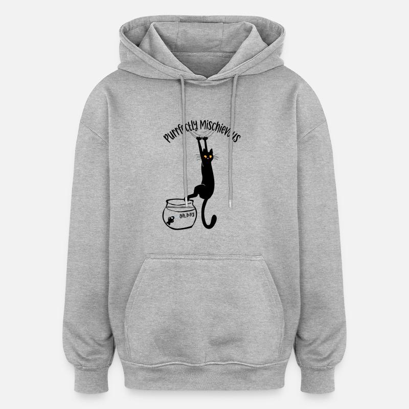 Schnurrend schelmisch - Oversized Unisex Hoodie - Grau meliert