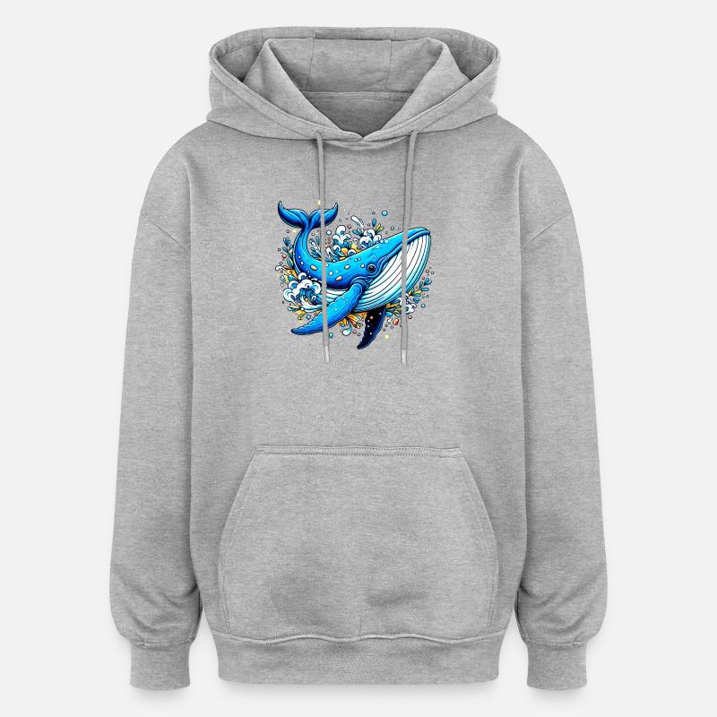 Baleine - Sweat à capuche oversize unisexe - gris chiné