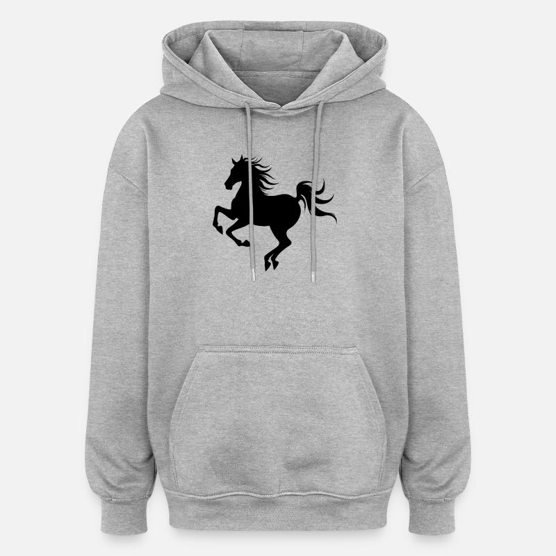 Silhouette de cheval gracieuse en mouvement - Sweat à capuche oversize unisexe - gris chiné