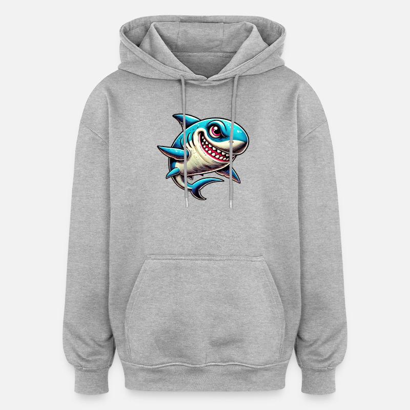 Requin - Sweat à capuche oversize unisexe - gris chiné