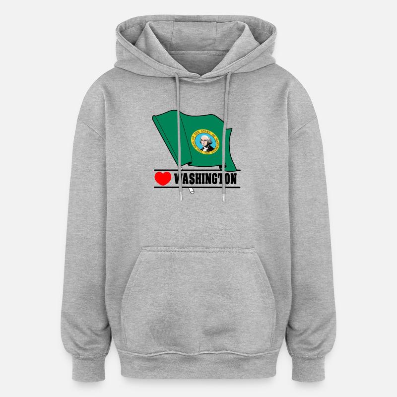 Drapeau Washington coeur WASHINGTON - Sweat à capuche oversize unisexe - gris chiné