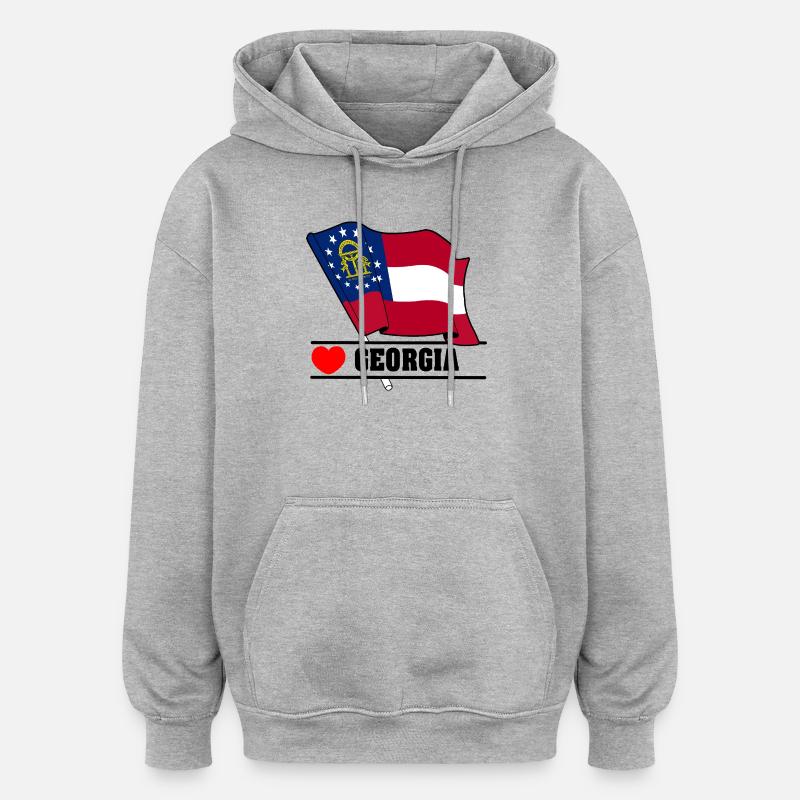 Drapeau Géorgie coeur GÉORGIE - Sweat à capuche oversize unisexe - gris chiné