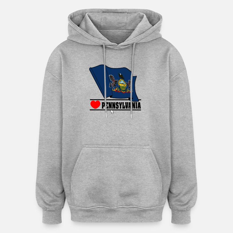 Drapeau Pennsylvanie coeur PENNSYLVANIE - Sweat à capuche oversize unisexe - gris chiné