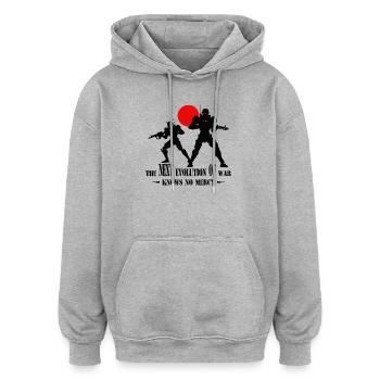 Ai Combat Robot - Sweat à capuche oversize unisexe - gris chiné - Devant - Noah (186cm)